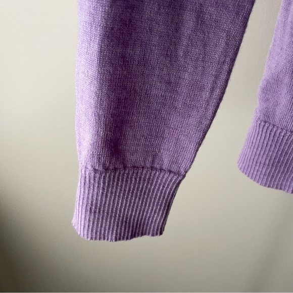 Lord & Taylor 100% Merino Wool Button Down Knit Cardigan Sweater Pastel Purple - Picture 4 of 7